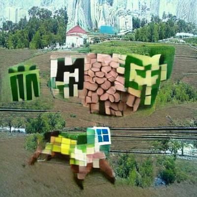 Minecraft Block in Grassy Field