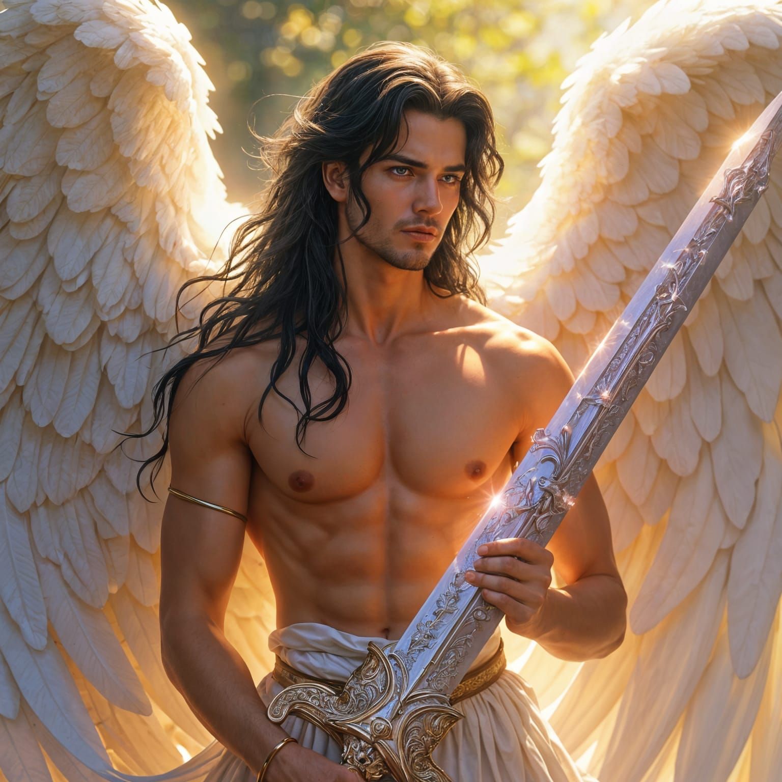 Radiant Guardian Angel in Golden Light