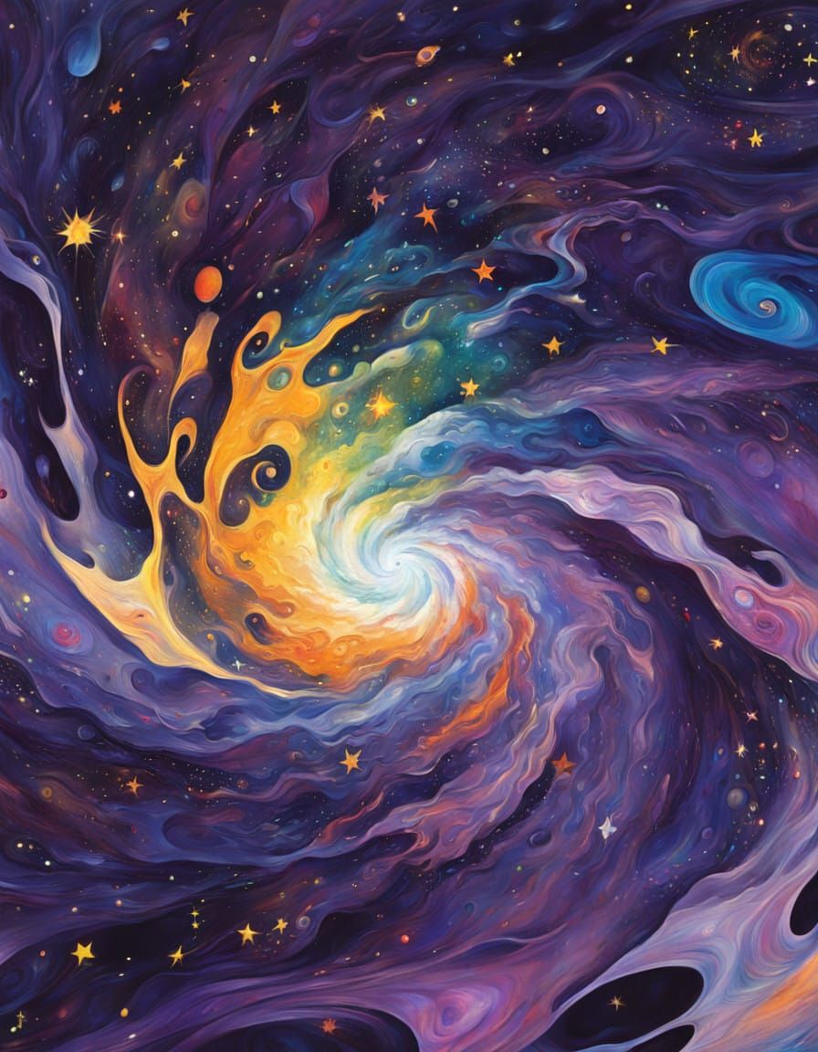 Cosmic Swirls and Whirlpools in Vibrant Opalescent Colors