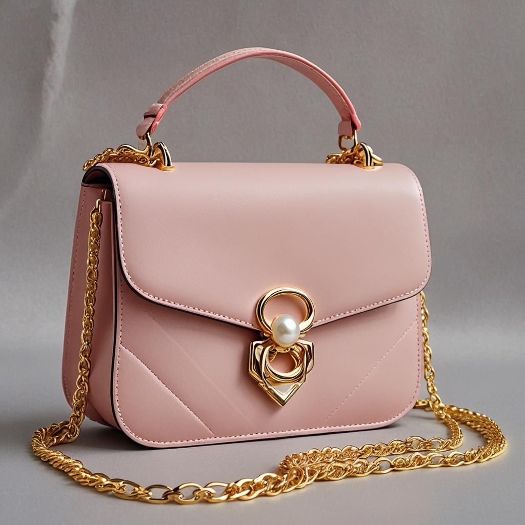 Elegant Blush Pink Shoulder Bag, 3D Anime Art