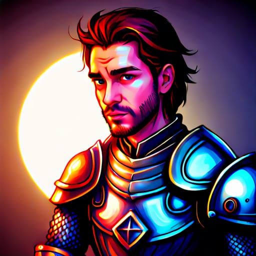 Flirtatious Knight Winking in Hyperrealistic Digital Art