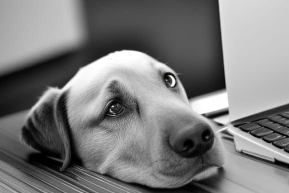 Labrador's Laptop Conundrum: A Somber Moment