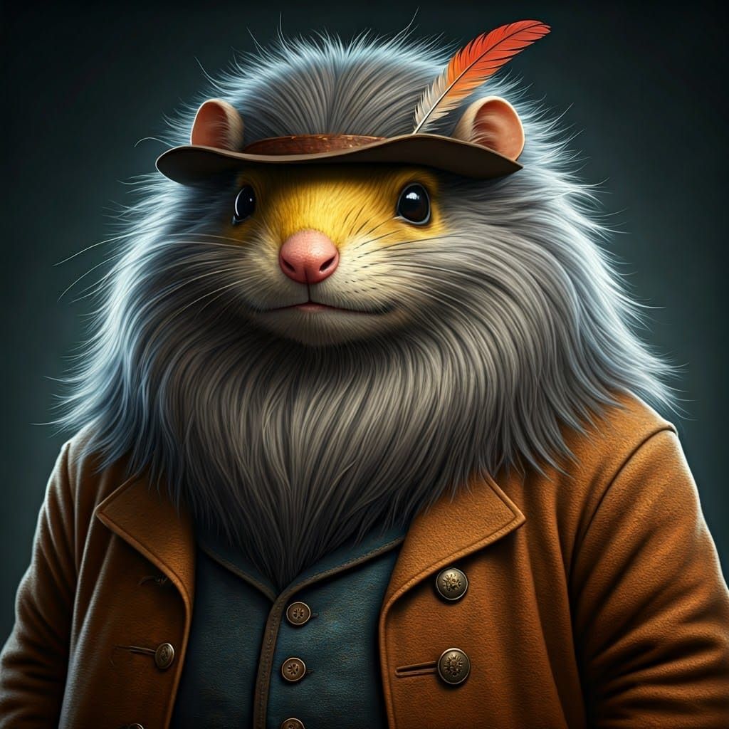 Whimsical Furry Rodent Humanoid in Earth Tones