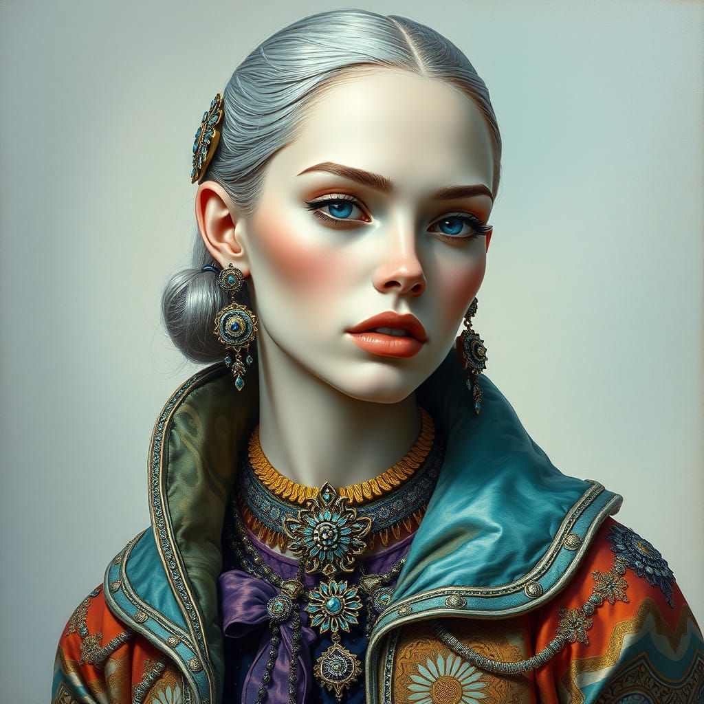 Ethereal Lady in Futuristic Attire