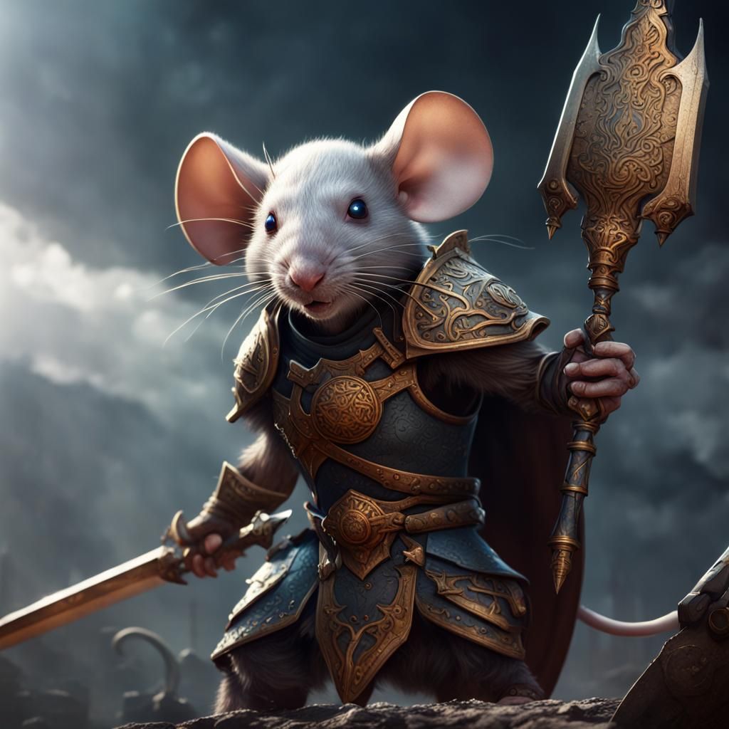 Epic Warrior Mouse in Detailed Matte Painting