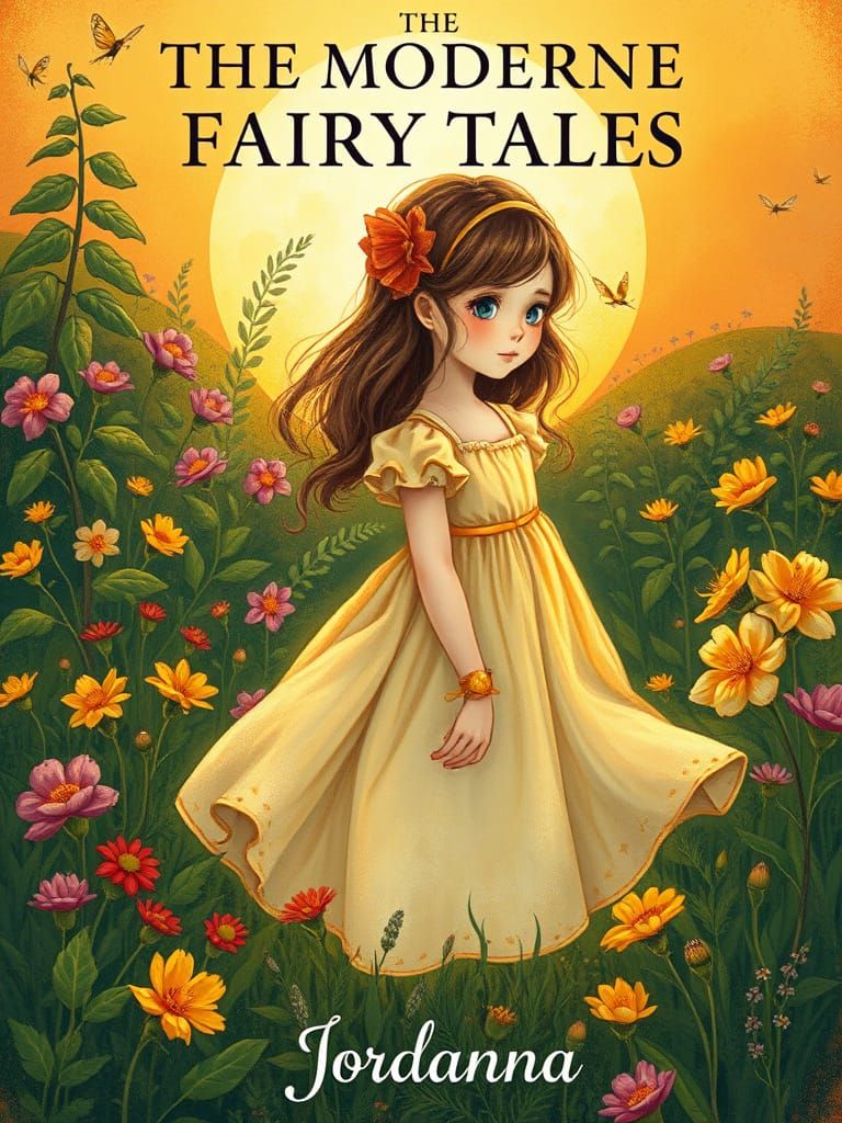 Enchanting Girl in Garden: A Fairy Tale Illustration