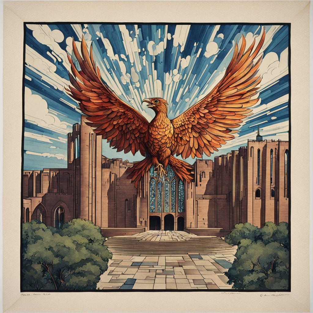 A phoenix over  modernist Coventry Cathedral