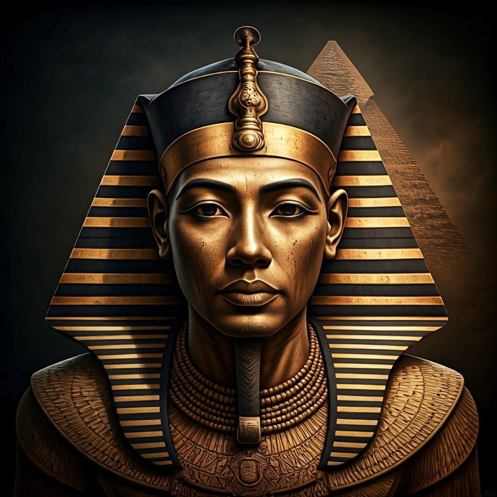 Egyptian Pharaoh and Pyramids Double Exposure