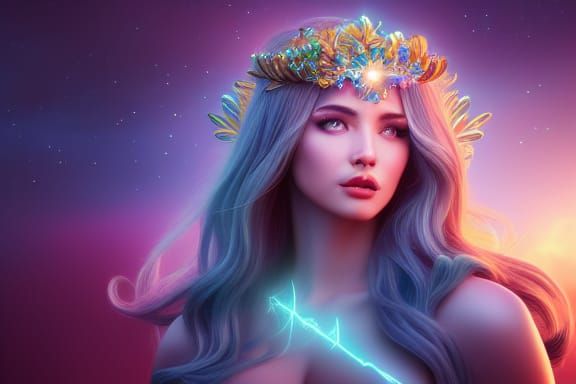 Goddess of the Universe: Digital Art Illustration