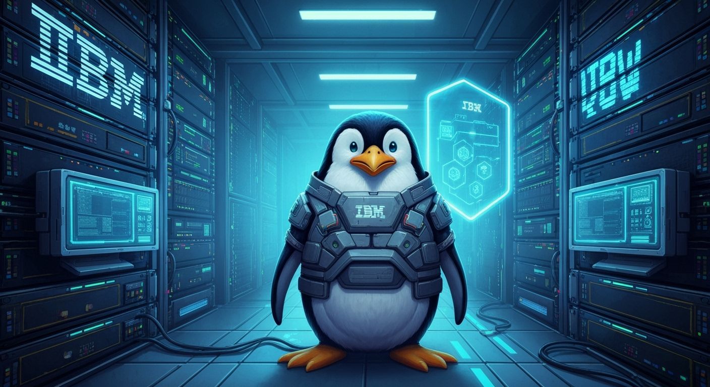 Cyberpunk Linux Penguin Defending Servers