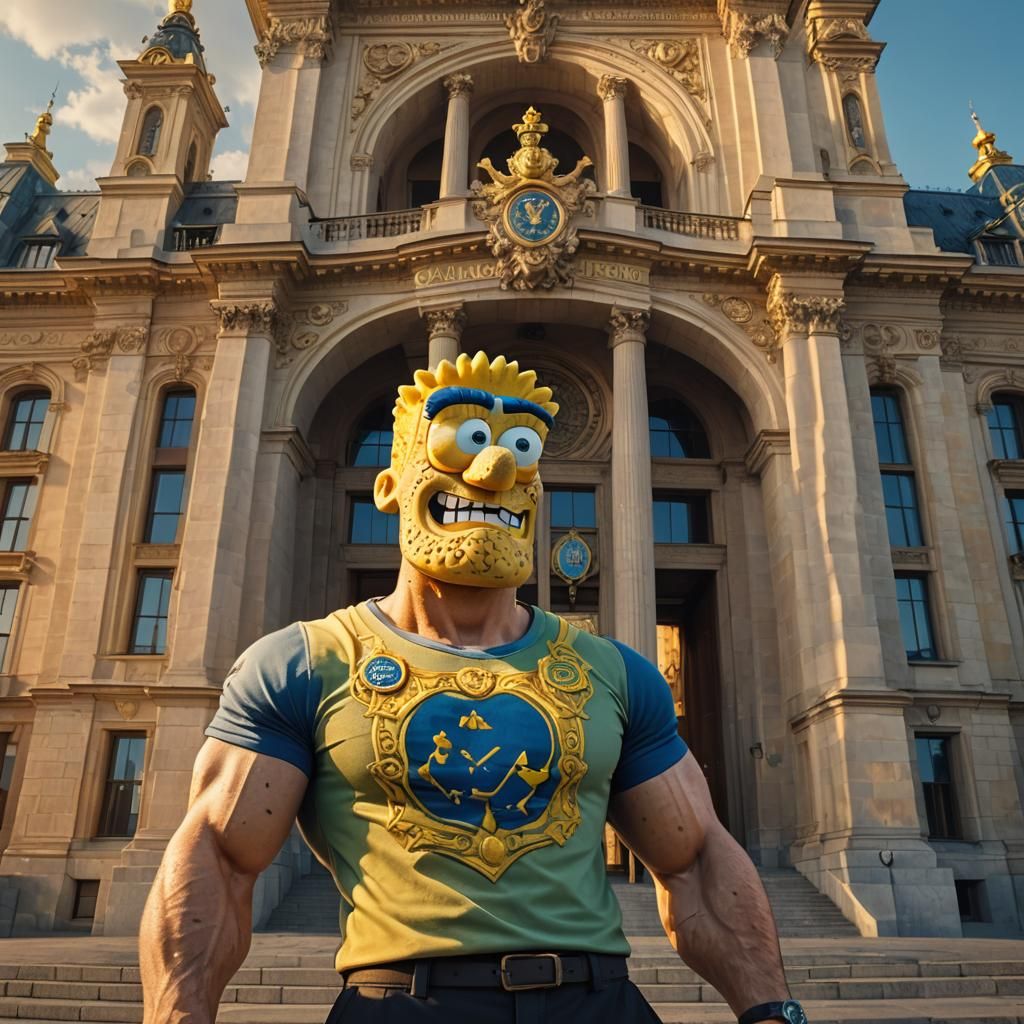 Buff Spongebob at Ukrainian Parliament: Baroque Matte Painti...