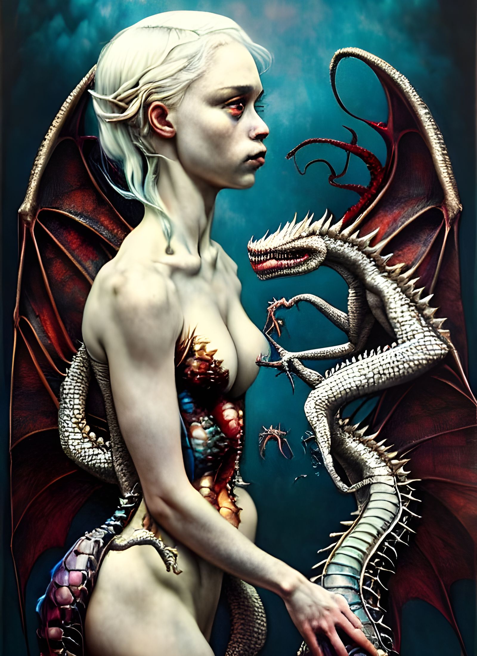 Decadent Mother of Dragons in Digital Art Style
