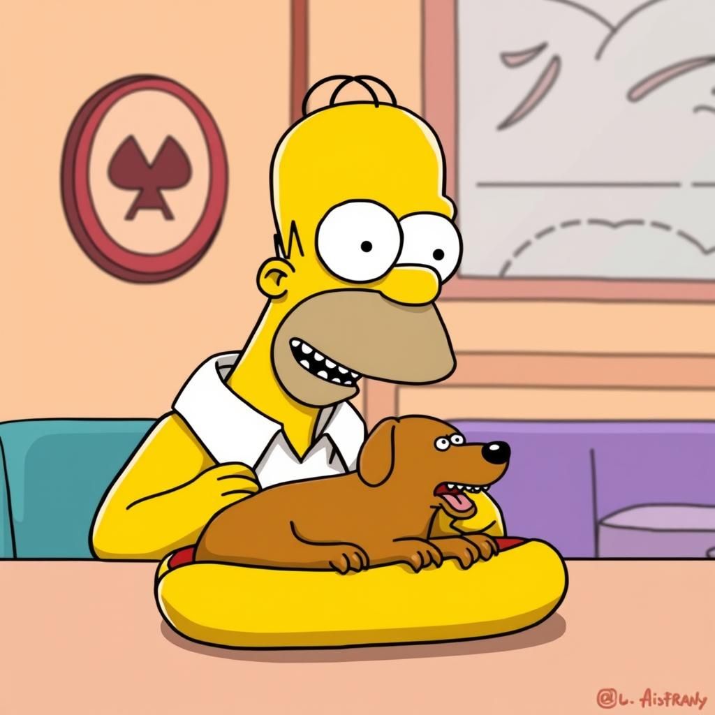 Homer Simpson About to Eat a Hotdog