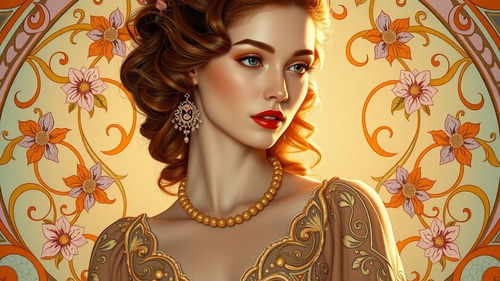 Elegant Woman in Art Nouveau Splendor