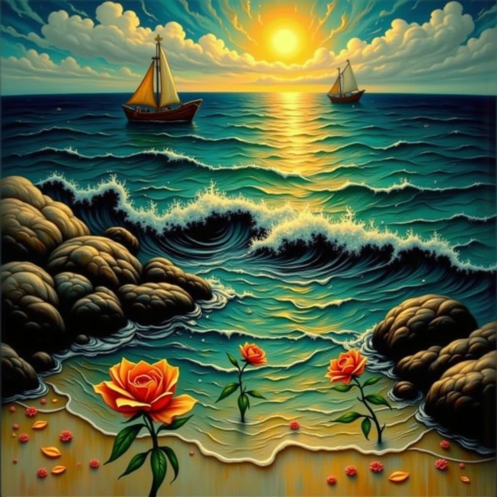 Golden Ocean Colour Field Painting