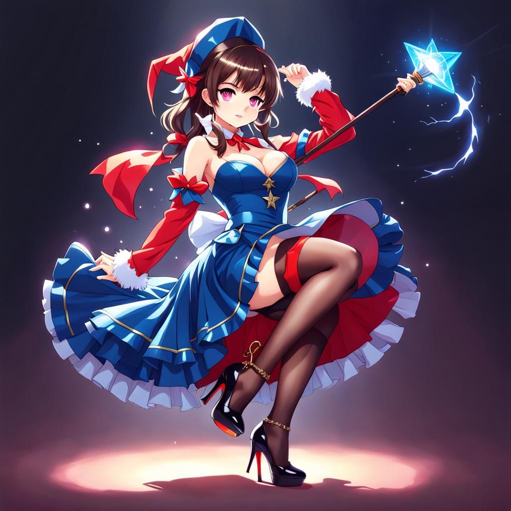 Fantasy Mage Pinup in Anime Key Visual Style