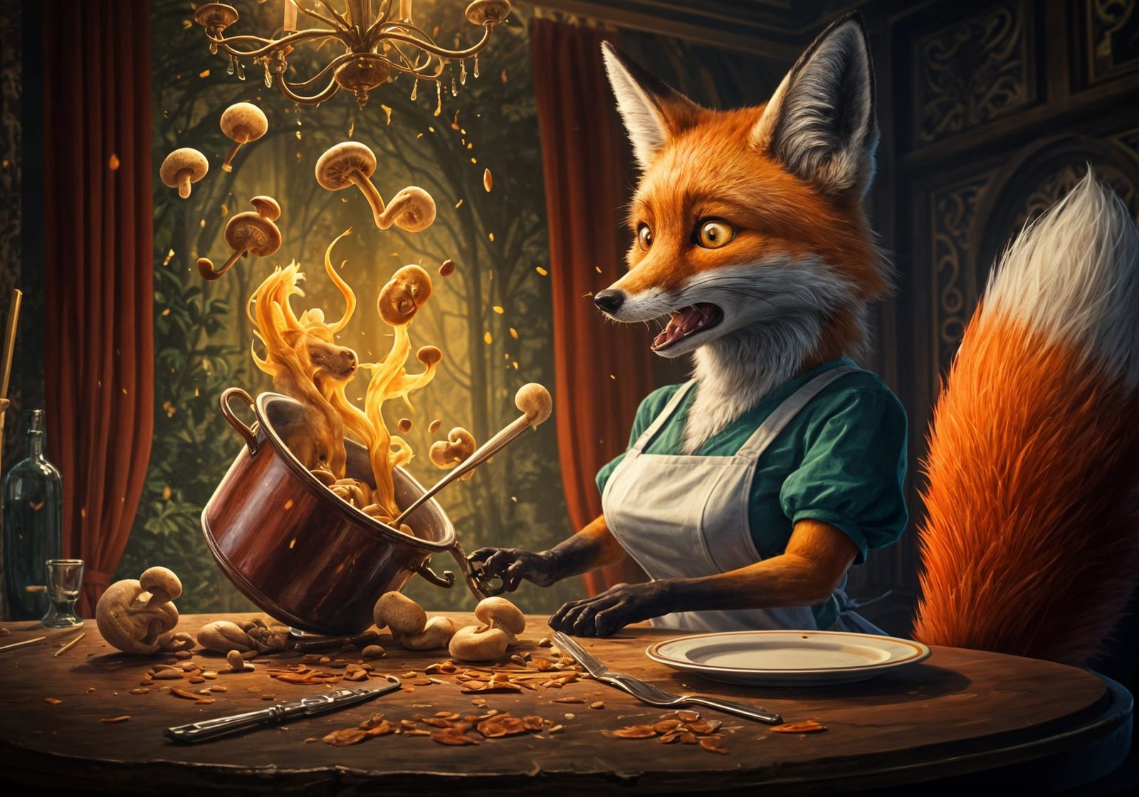 Fantastical Foxes in Midnight Soup Chaos