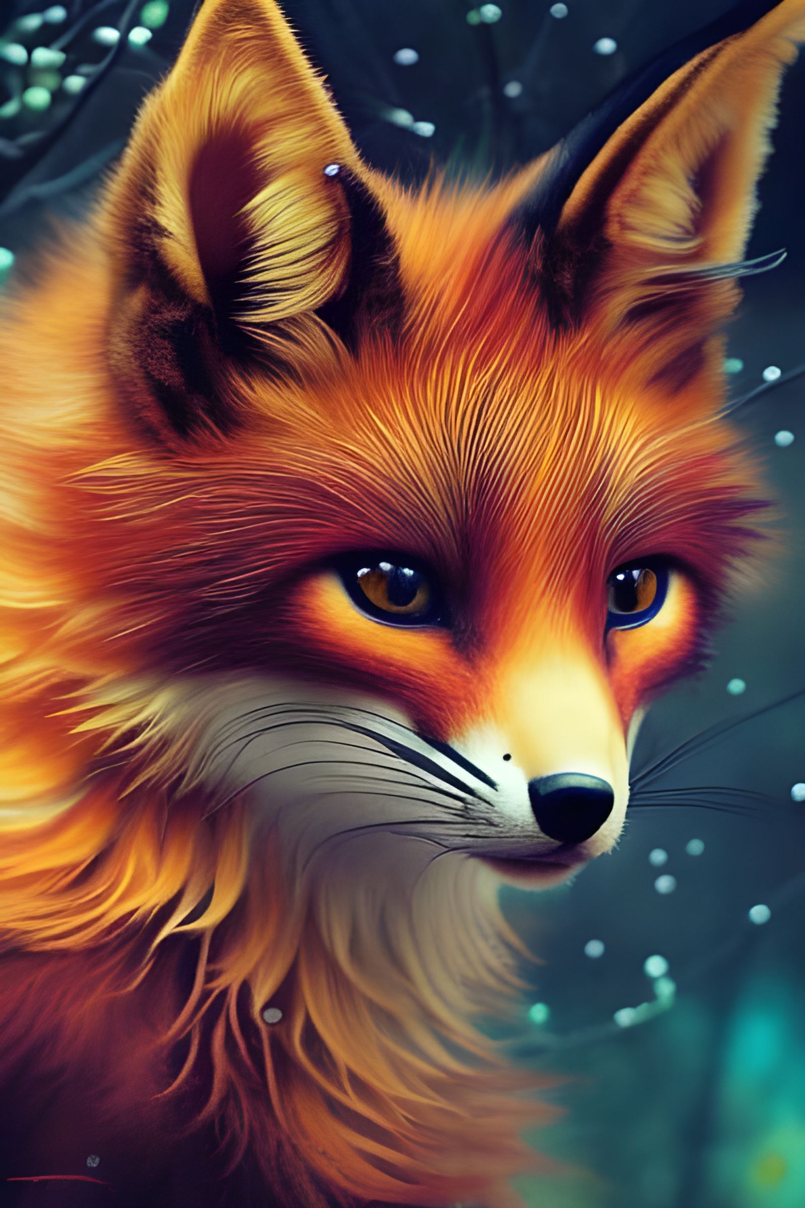 Steampunk Cat-Fox Cub in Fantasy Forest