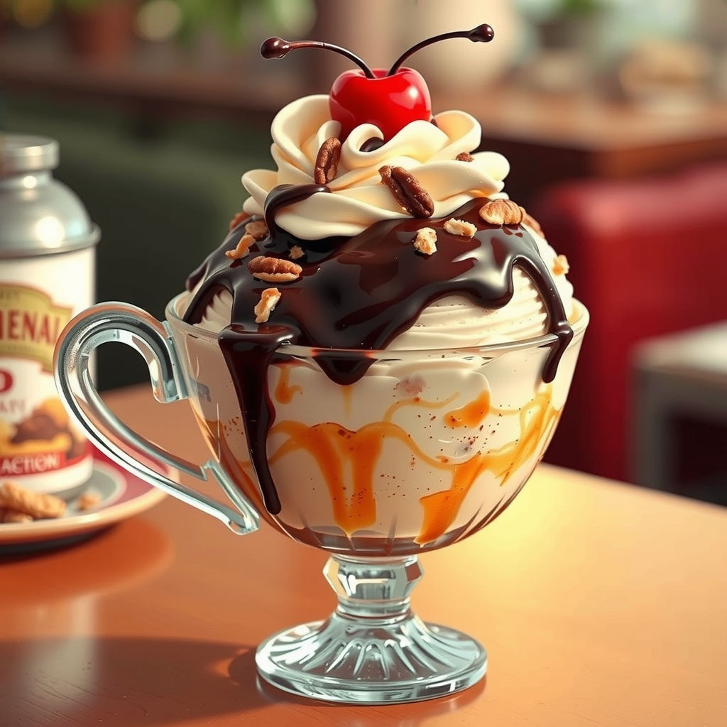 Decadent Chocolate Sundae with Whipped Cream and Cherry