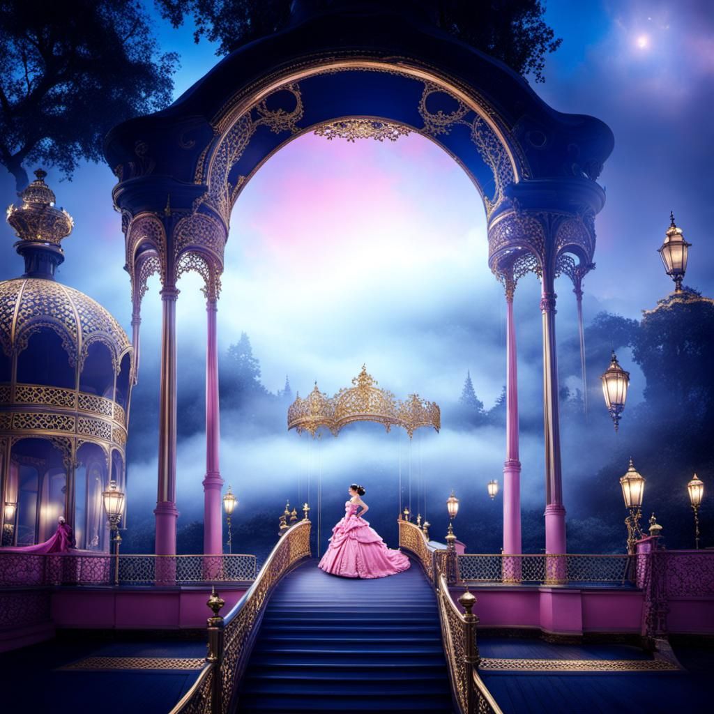 Victorian Era Pink and Gold Lace Portrait