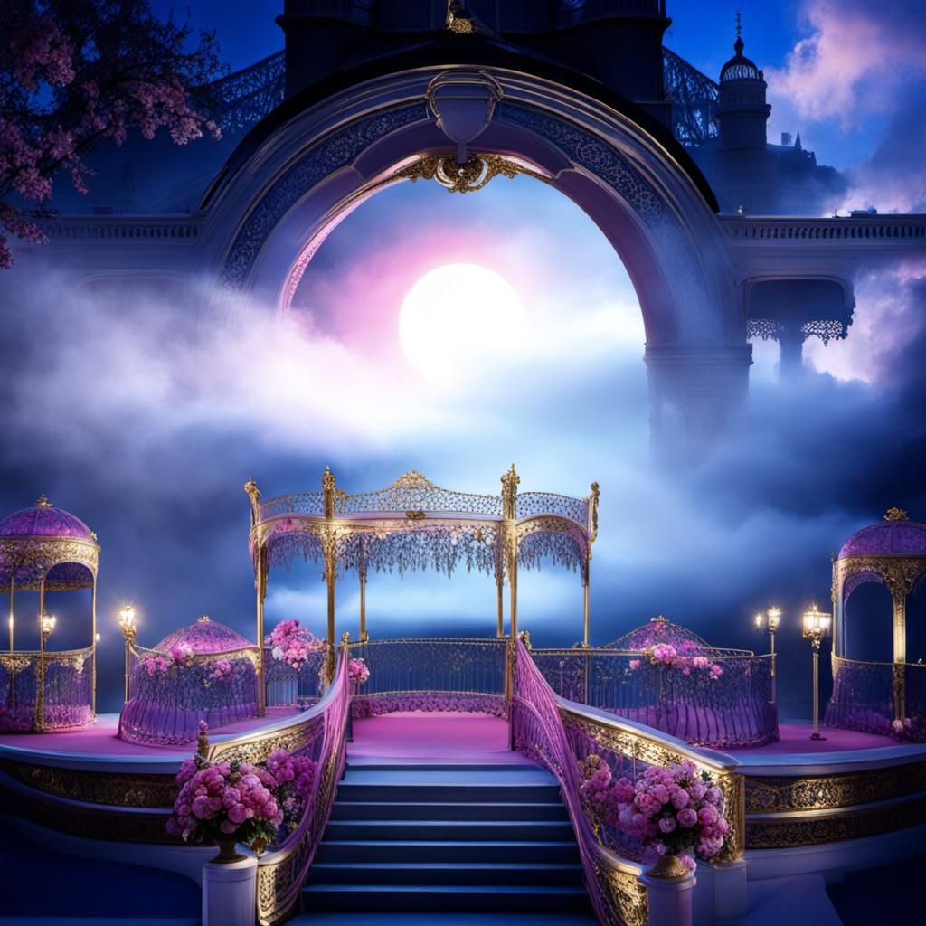 Pink and Gold Victorian Lace Design