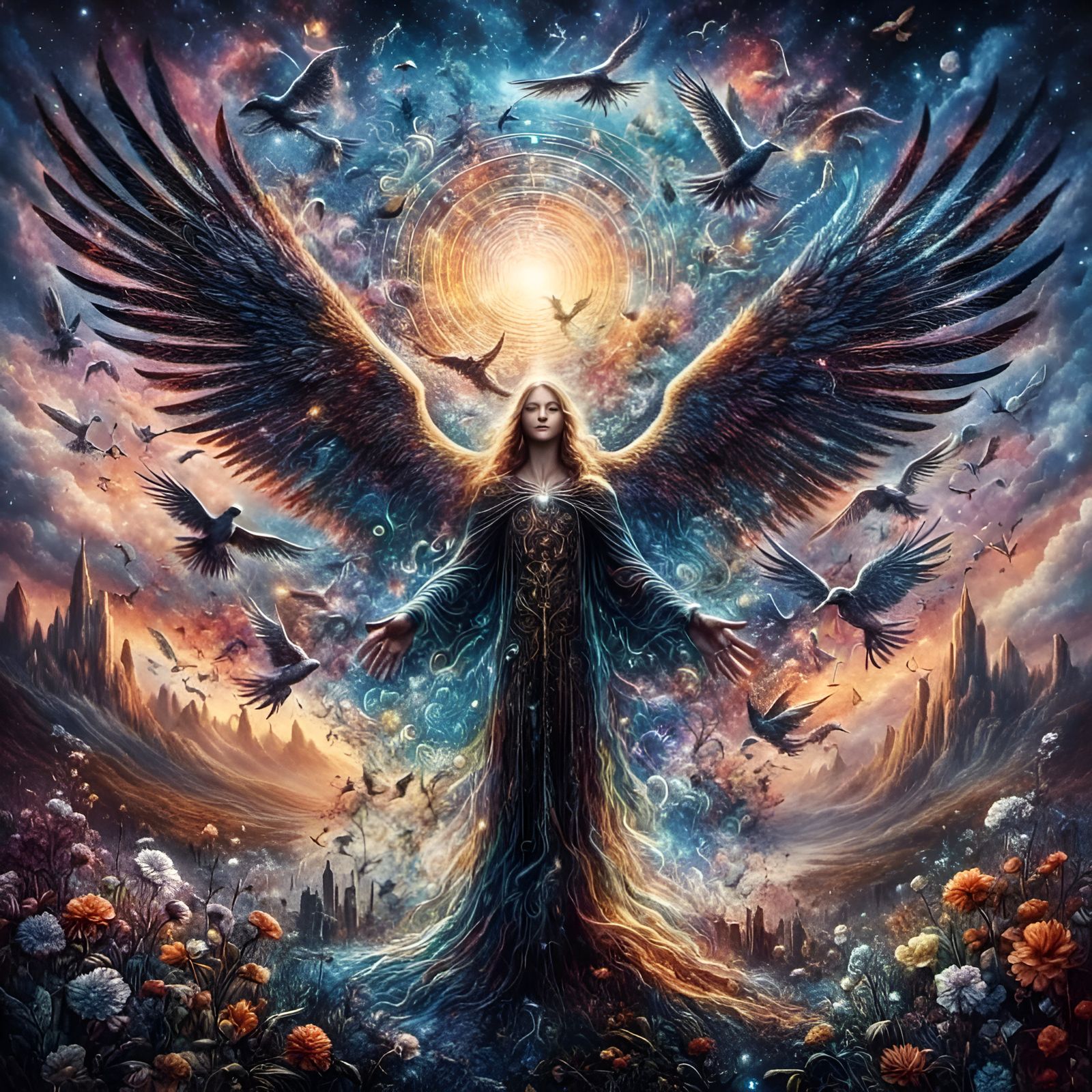 Ethereal Figure Bathed in Radiant Light