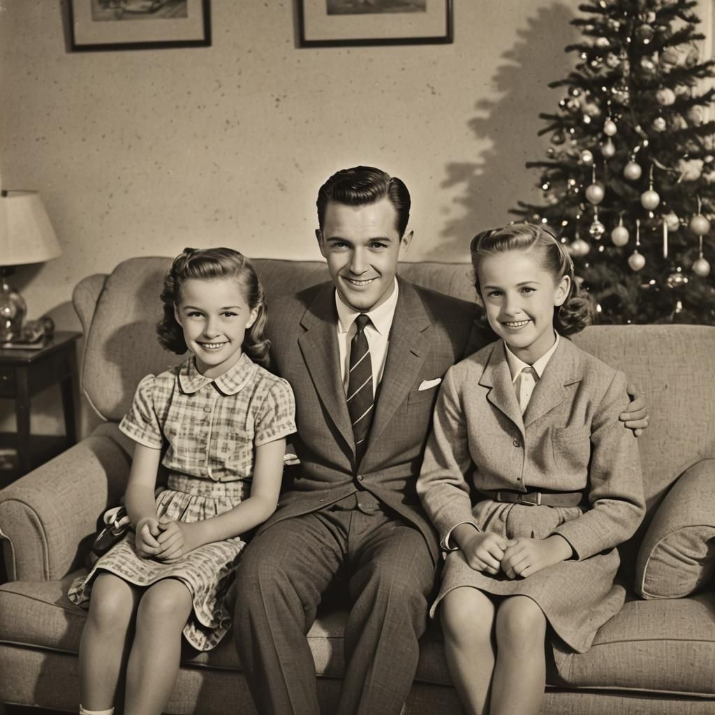 1950s Family Portrait on Living Room Sofa