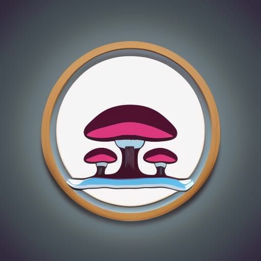 Simple Symmetrical Blue Mushroom Logo Design