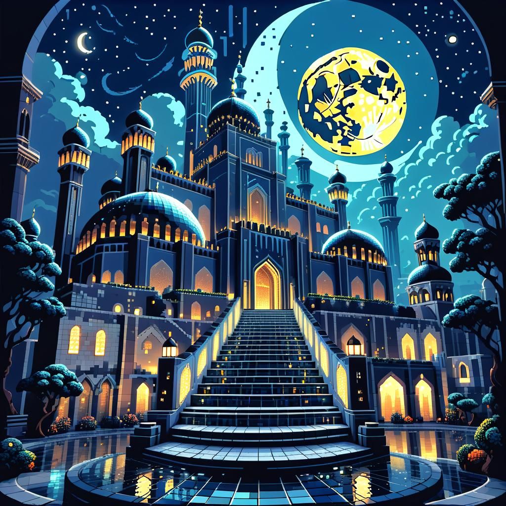 Magical Pixel Art Megapolis in 8-bit Retro Style