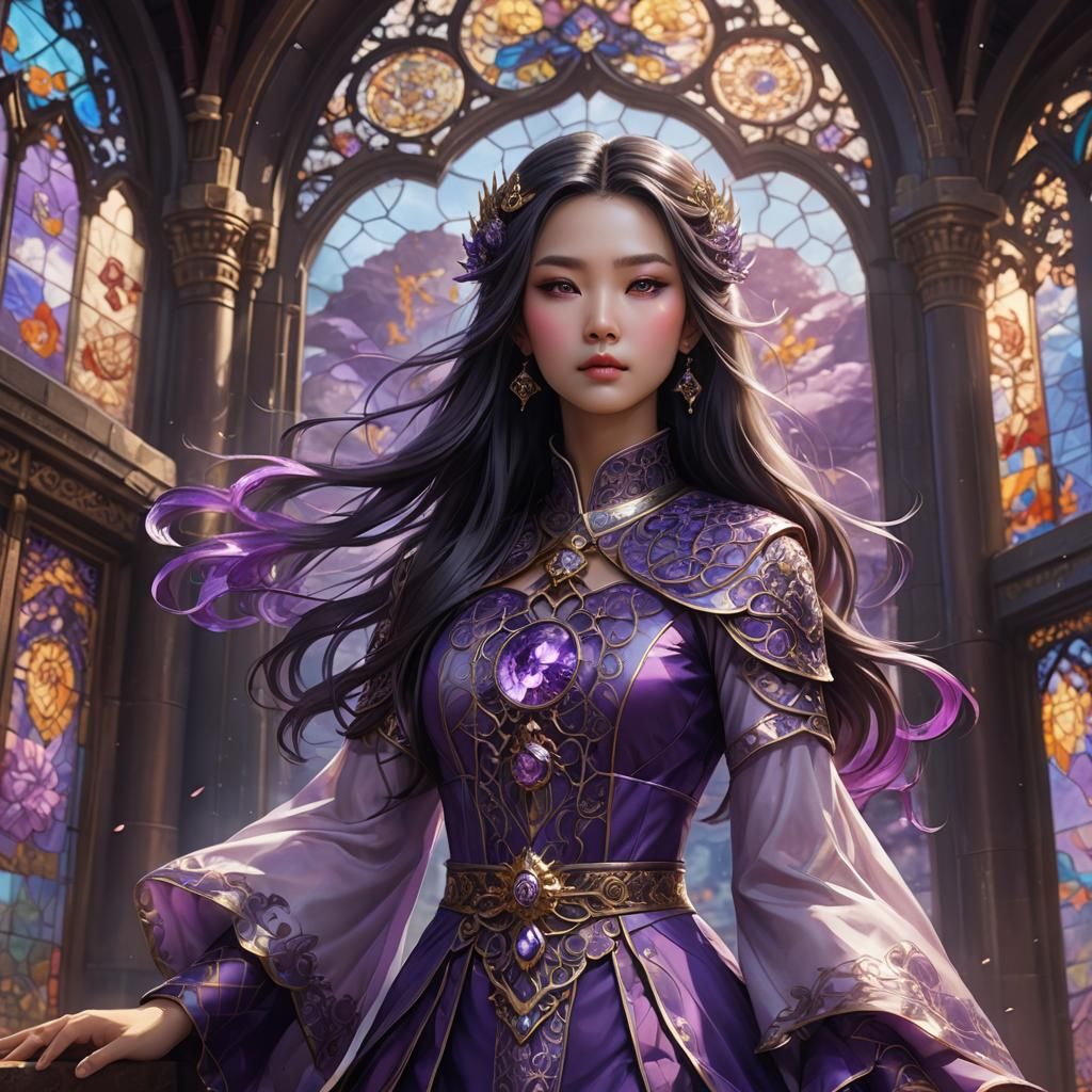 Royals Xianxia, drifting cloud. Purple eyes.