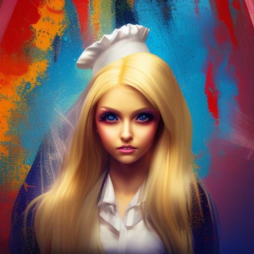 Hyperrealistic Maid with Attitude in Splash Art Style