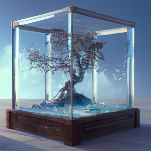 Magical Tree in Glass Box: Dark Fantasy Concept Art