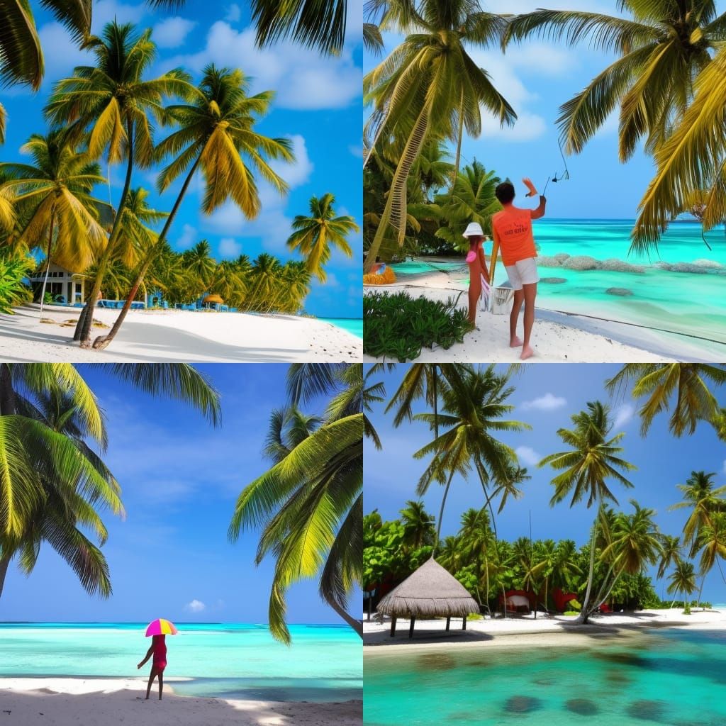 Maldives Beach House in Synthwave Neon Style