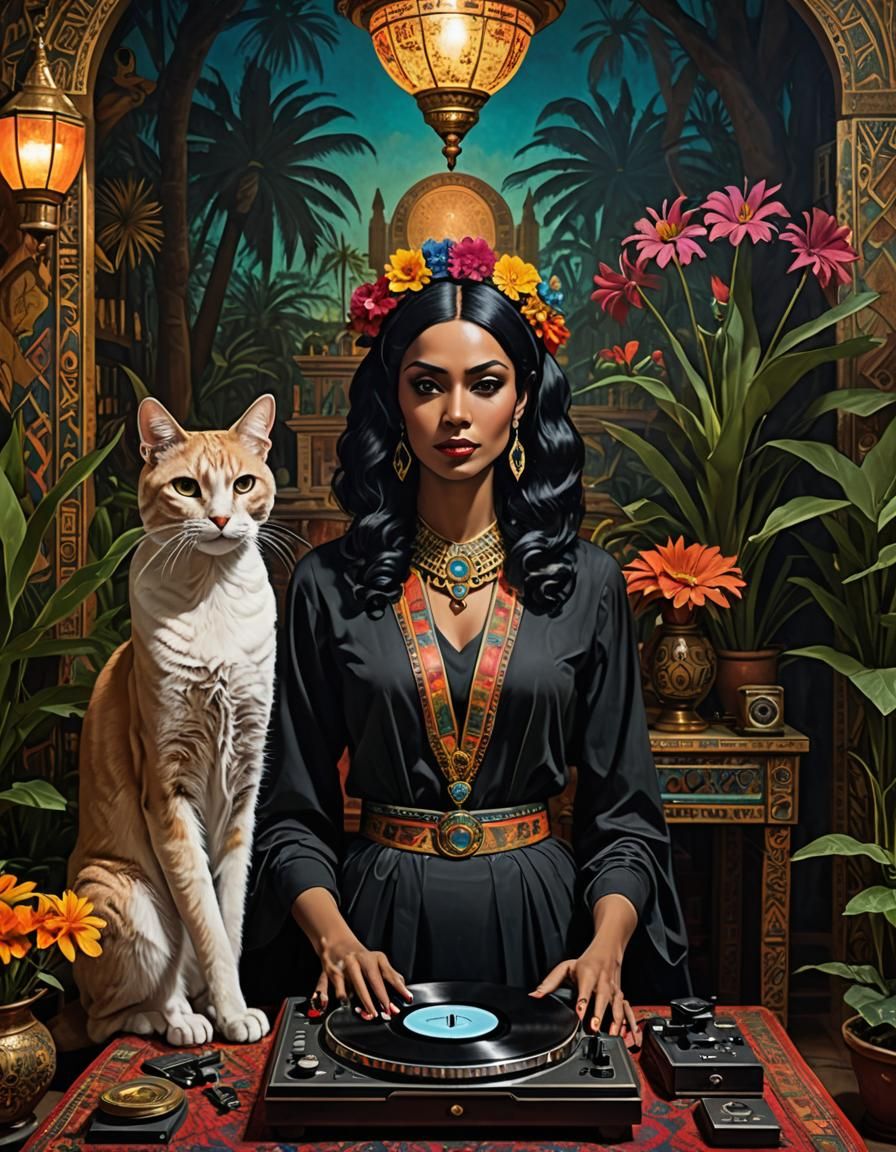 Surreal Horror Woman in Victorian Egyptian Room