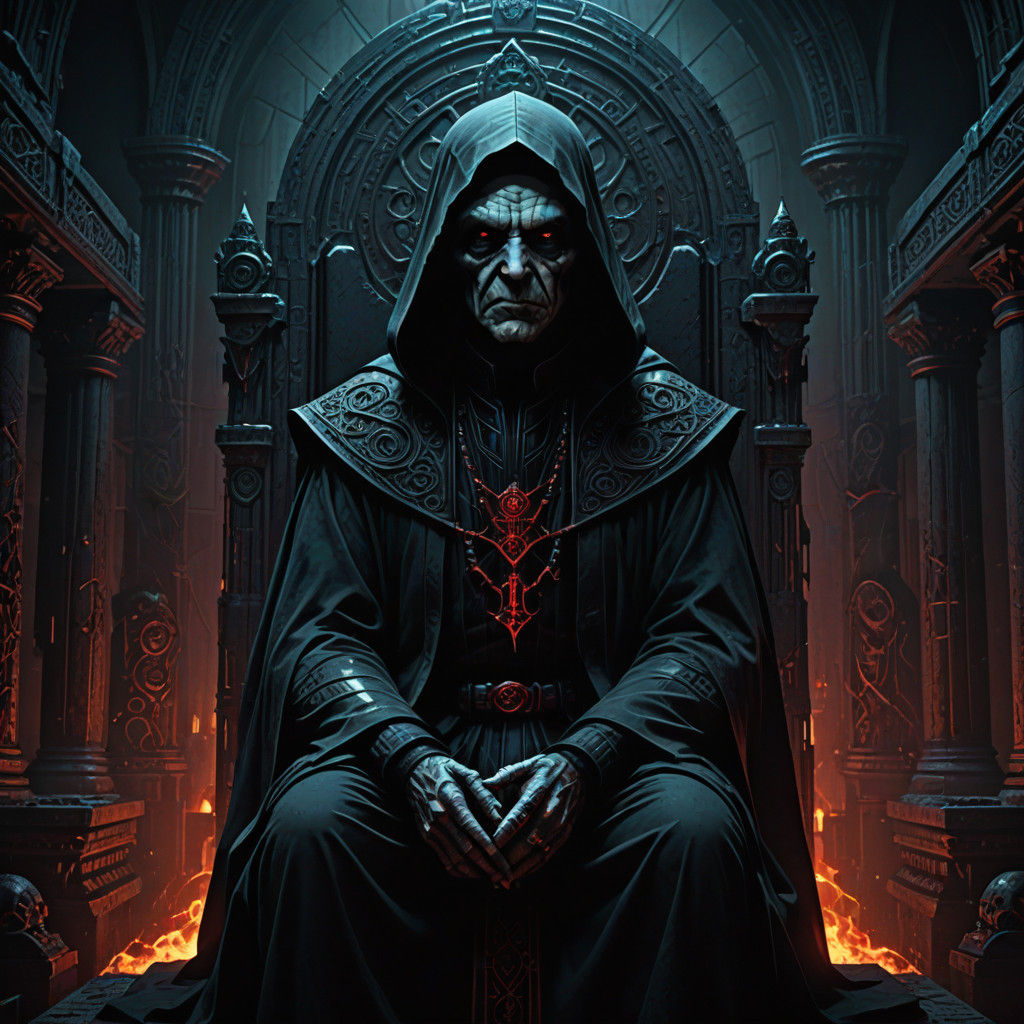 Cybergoth Darth Sidious in Dark, Ornate Throne Room