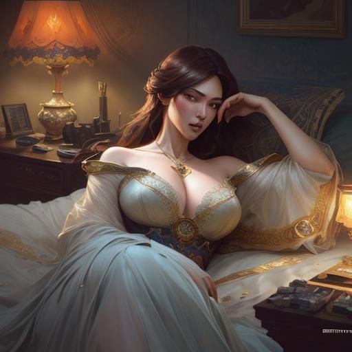 Sensual Woman Portrait in Hyperdetailed Digital Art