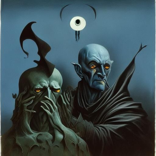 Phantom Figure in Gouache Style, Surreal Dark Art