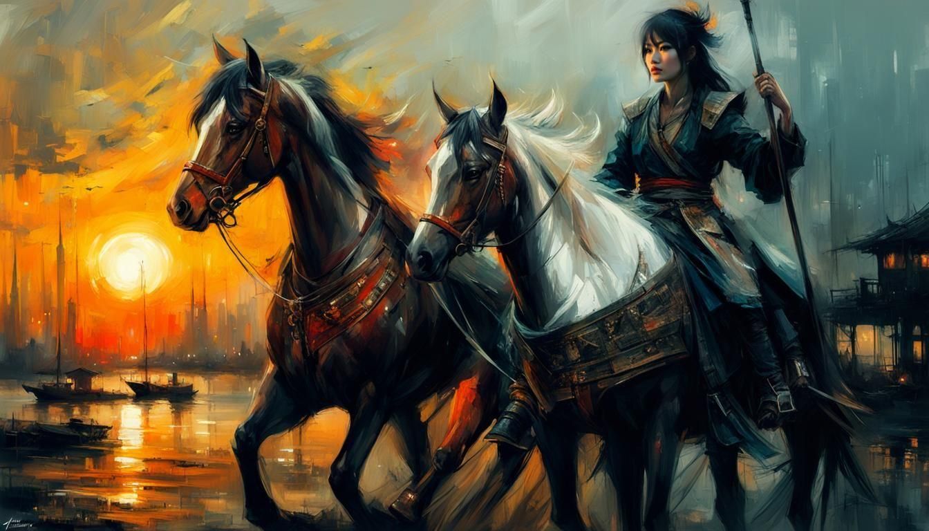 Vietnamese Sunset in Digital Art Style