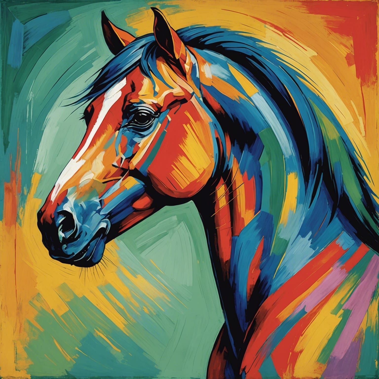 Abstract Horse in Pastel, Franz Marc Style