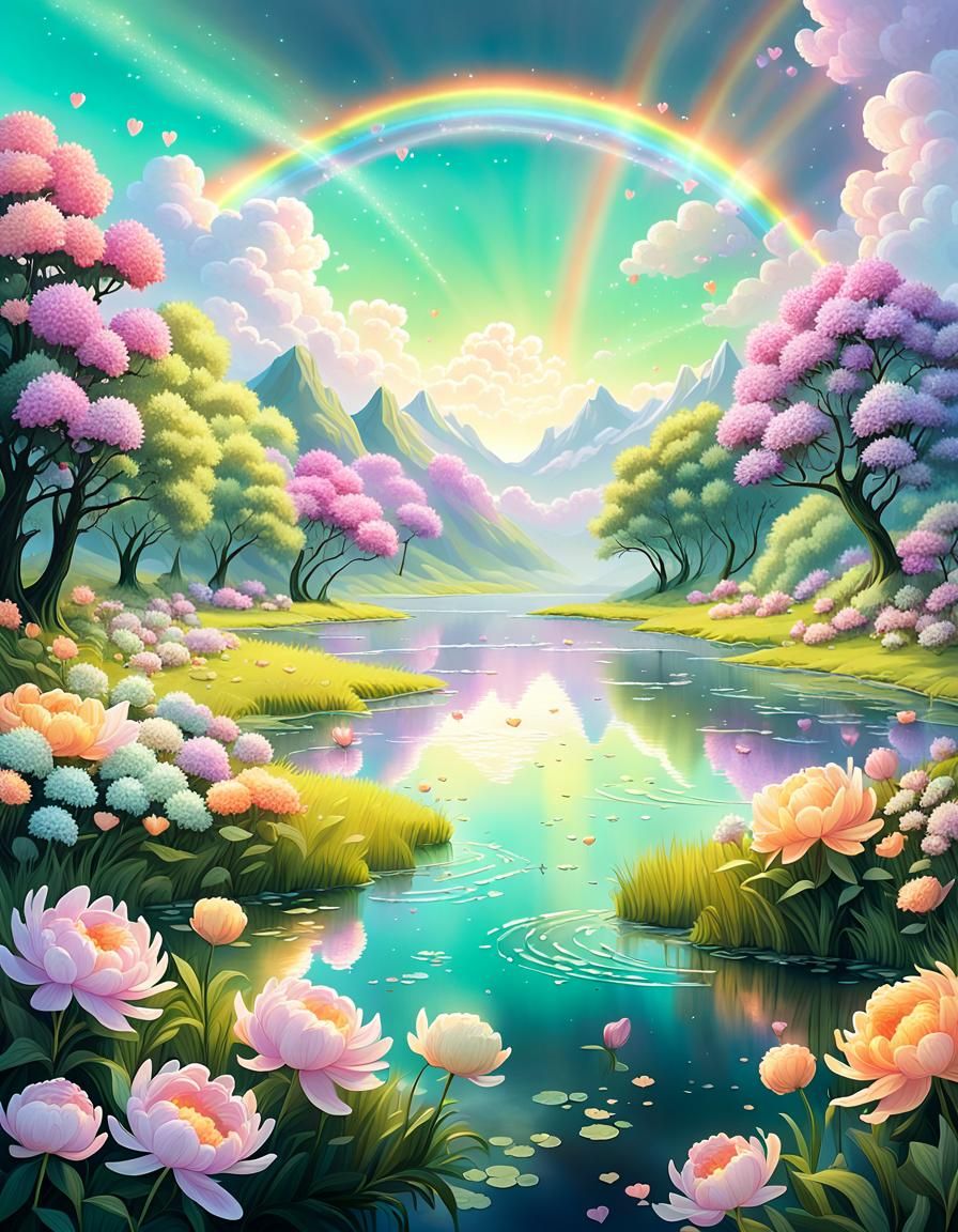 Lush Pastel Clearing with Alien Flowers, as Splash Art