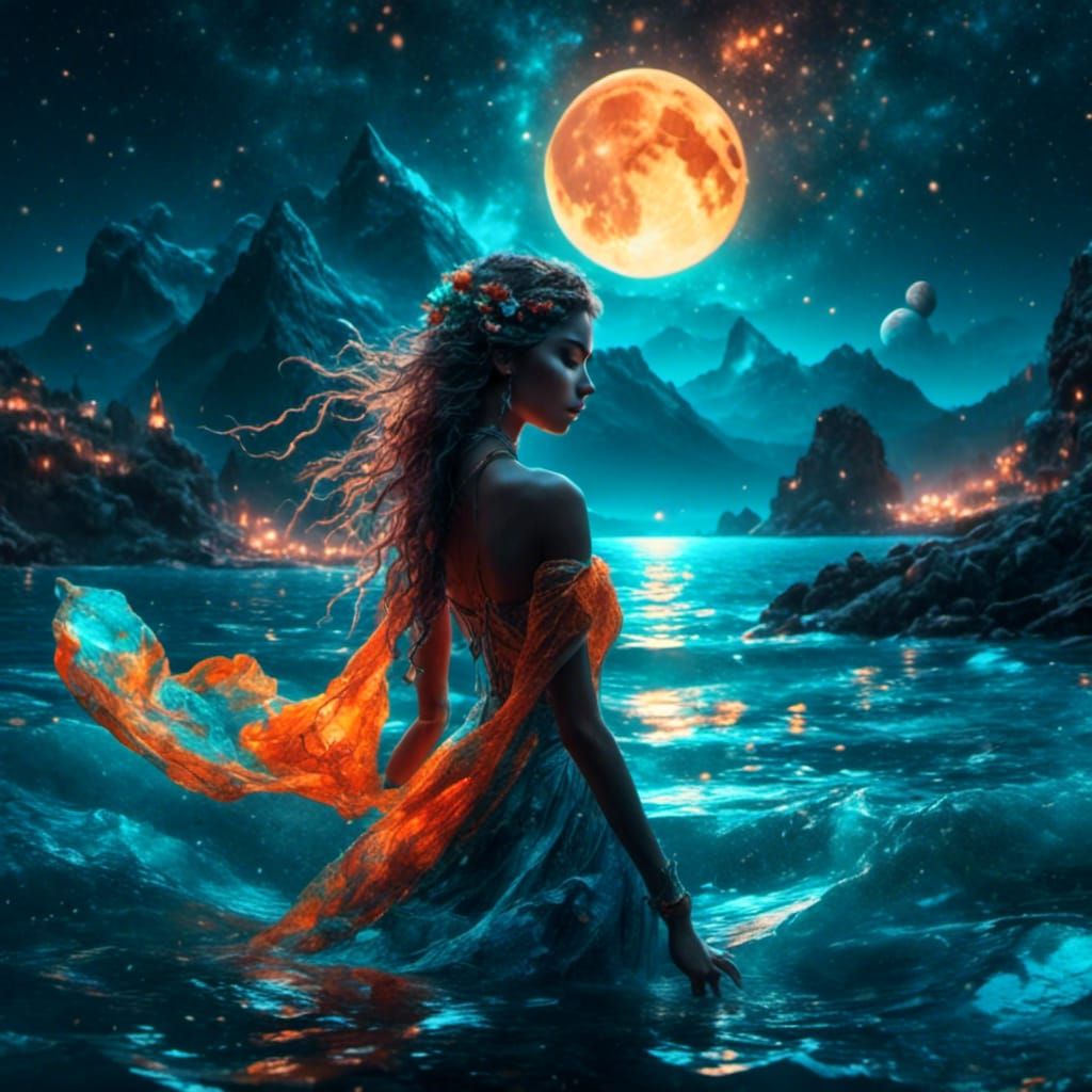 La luz de la luna en el mar