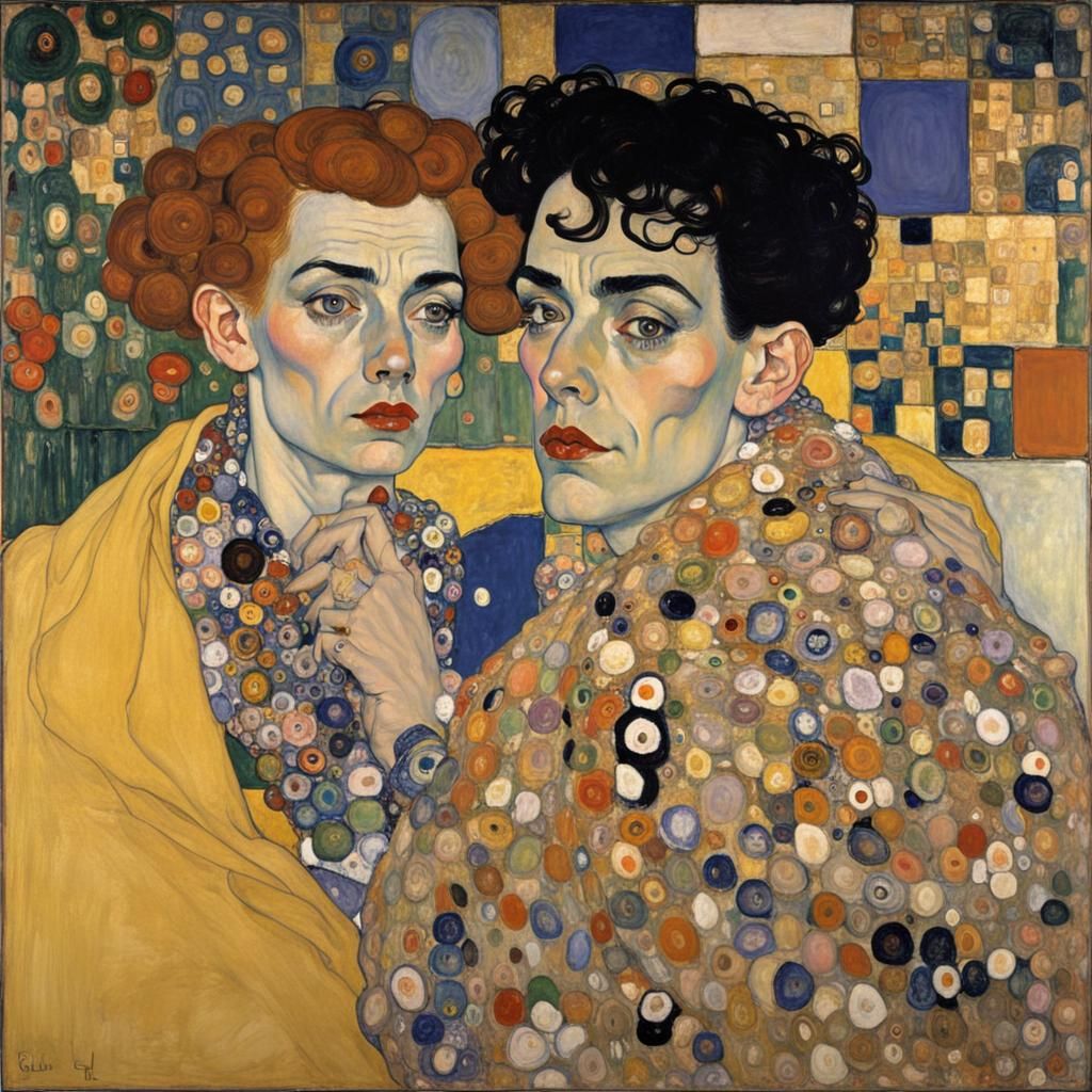 Artistic Synthesis in a Gustav Klimt and Egon Schiele Style