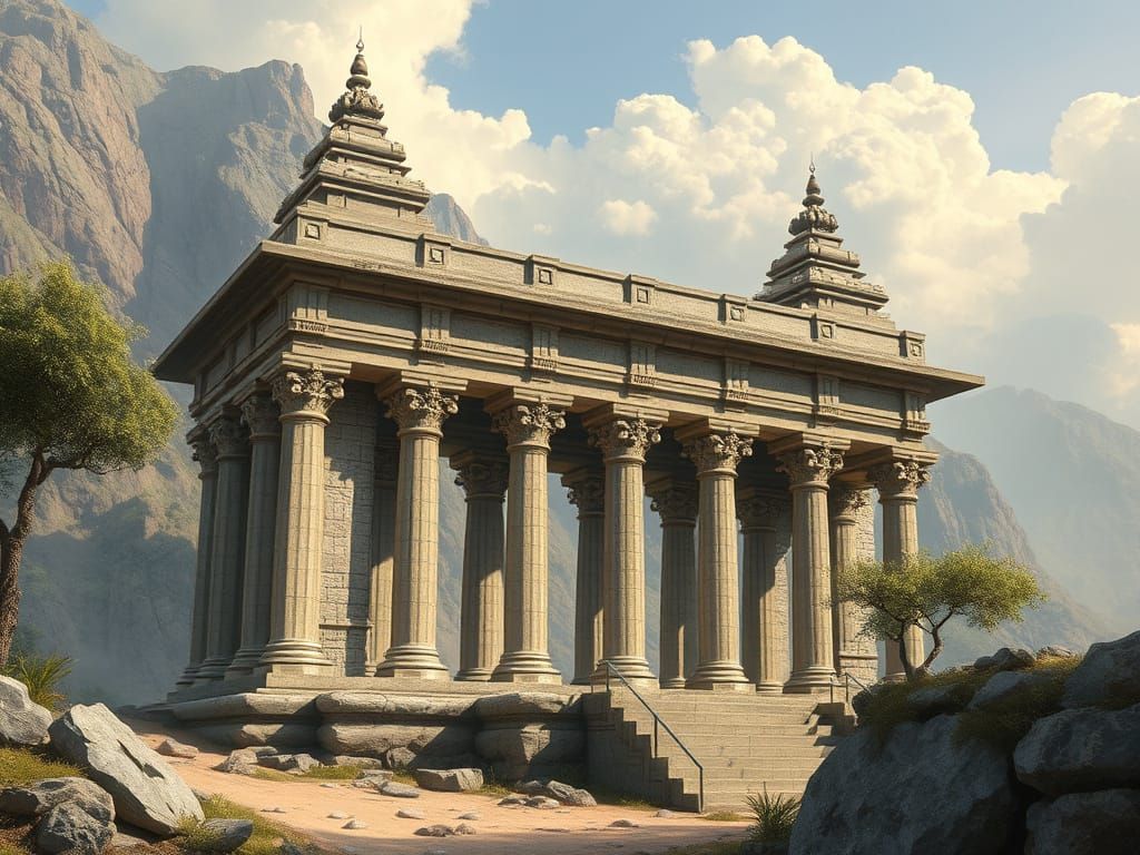 Ancient Temple Echoes in Digital Art