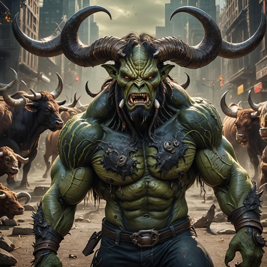 Hulking Alien Creature Portrait in Hyperrealistic Style