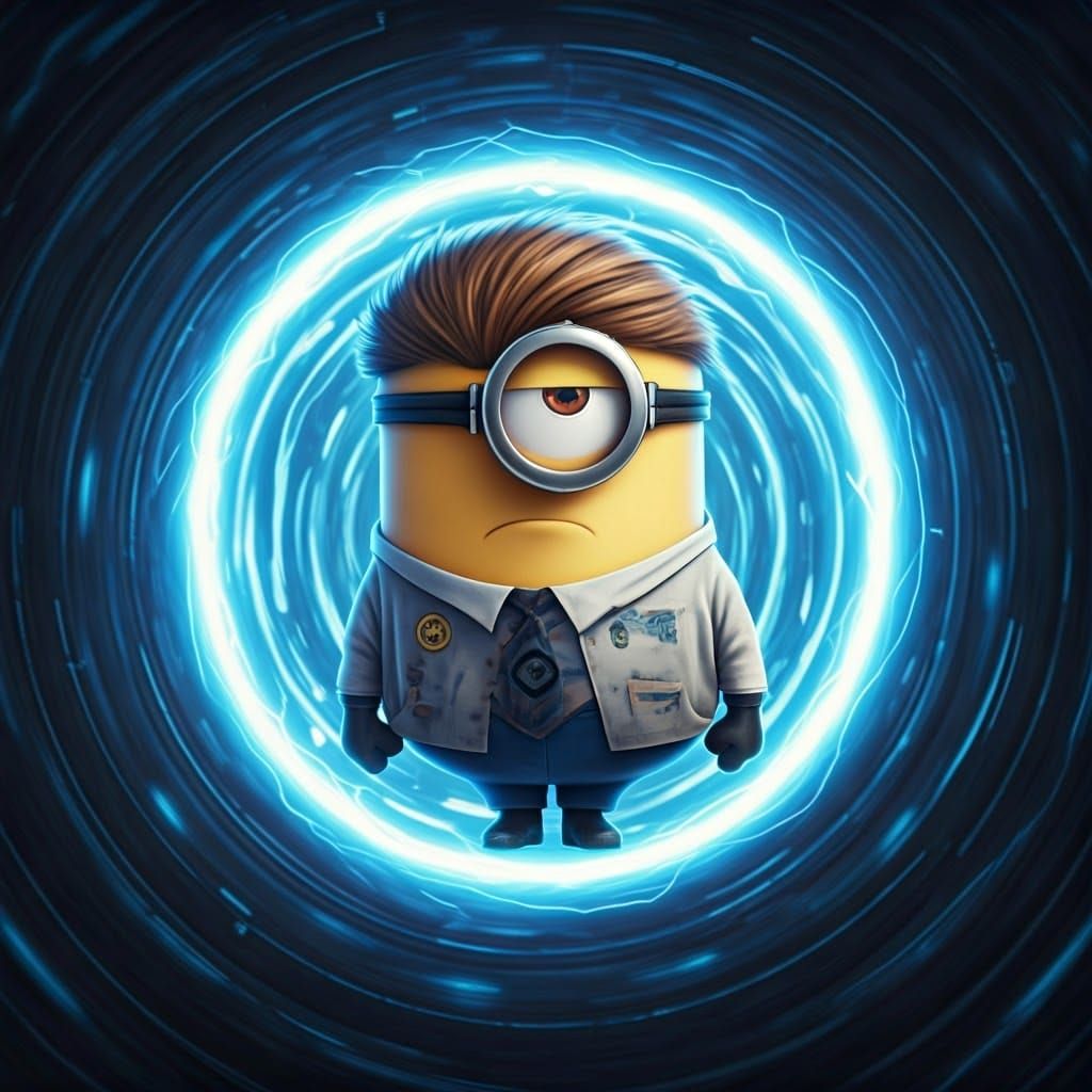 Minion Five Teleporting in Futuristic Style