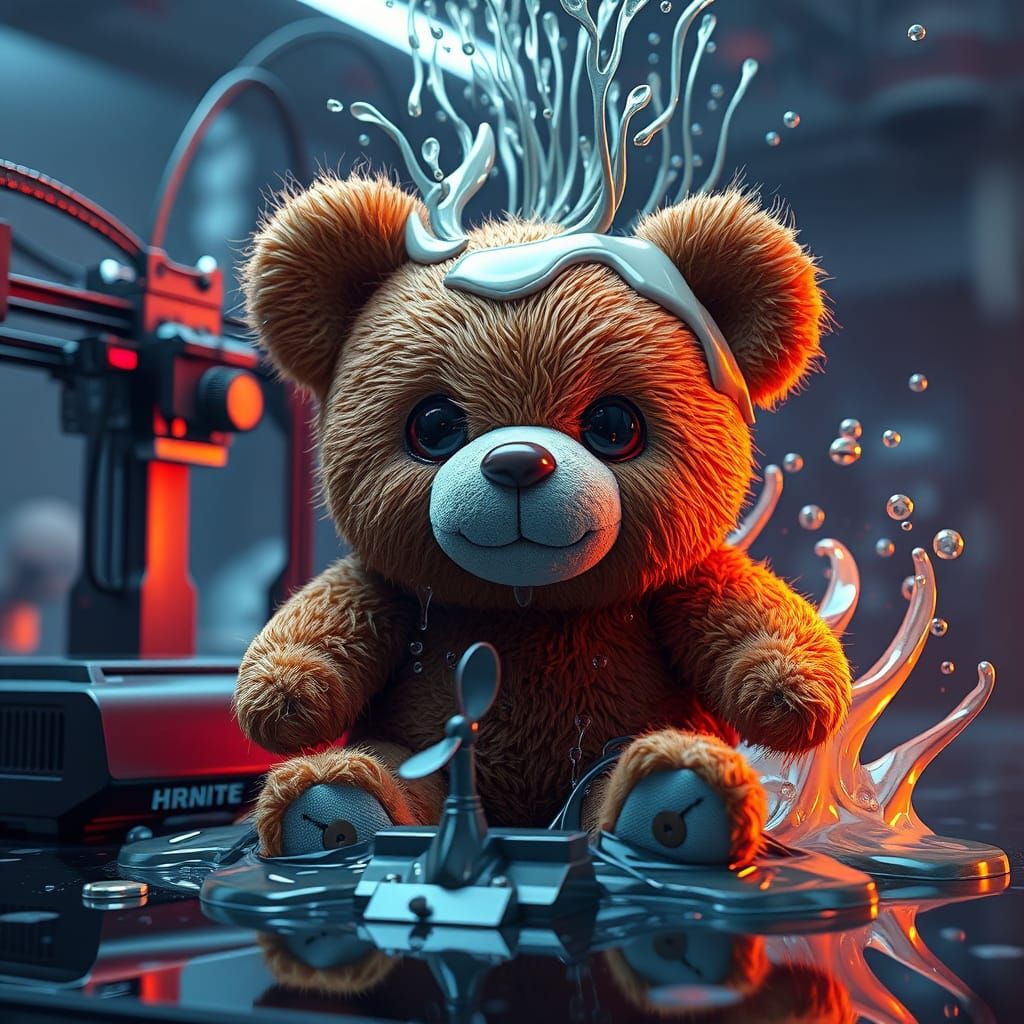 Surreal Toy Merged with Futuristic Printer