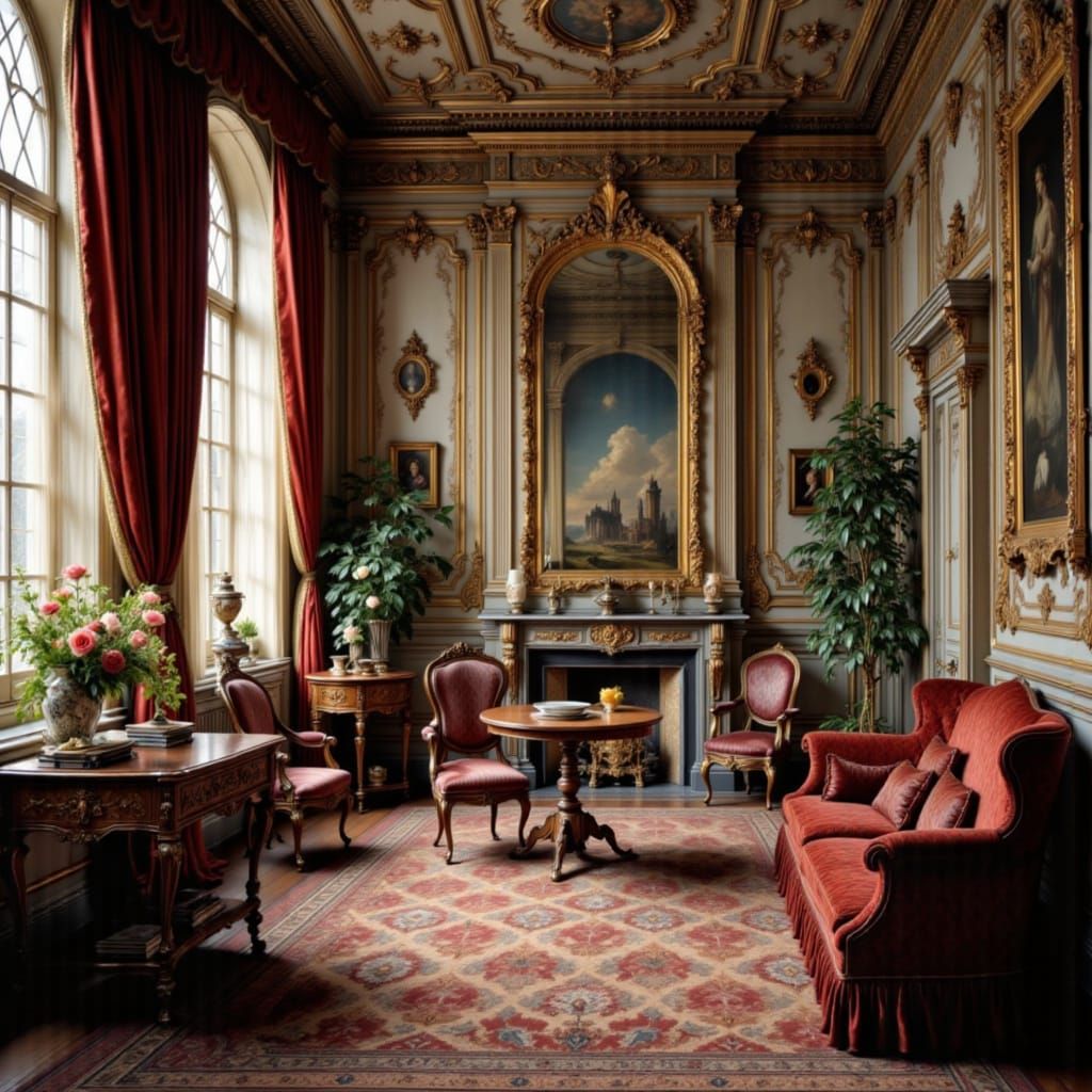 Baroque Beauty in Ornate Sitting Room