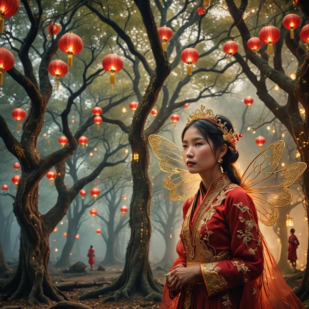 Asian Fairies in Mystical Forest Portrait