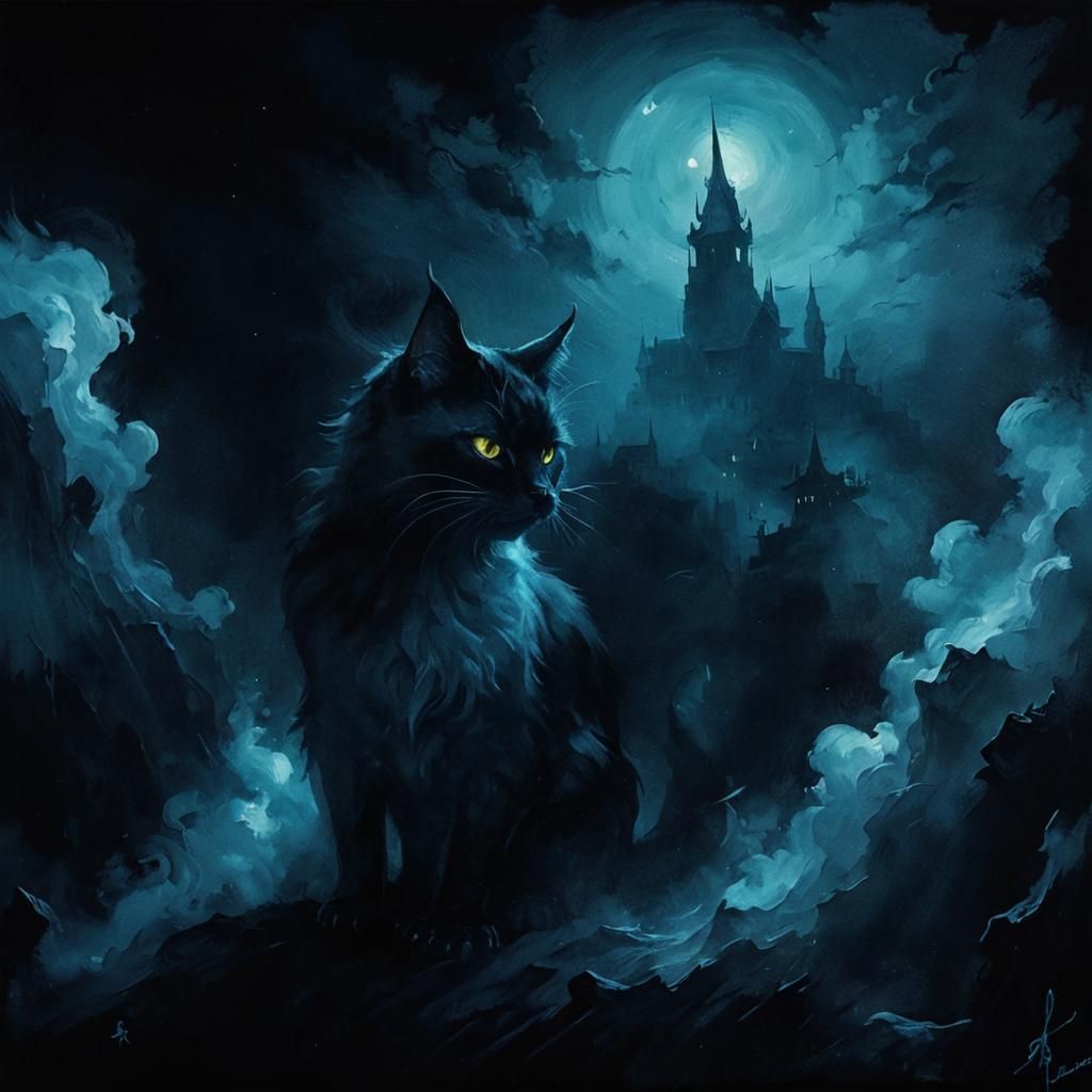 Noir Demon Cat Painting