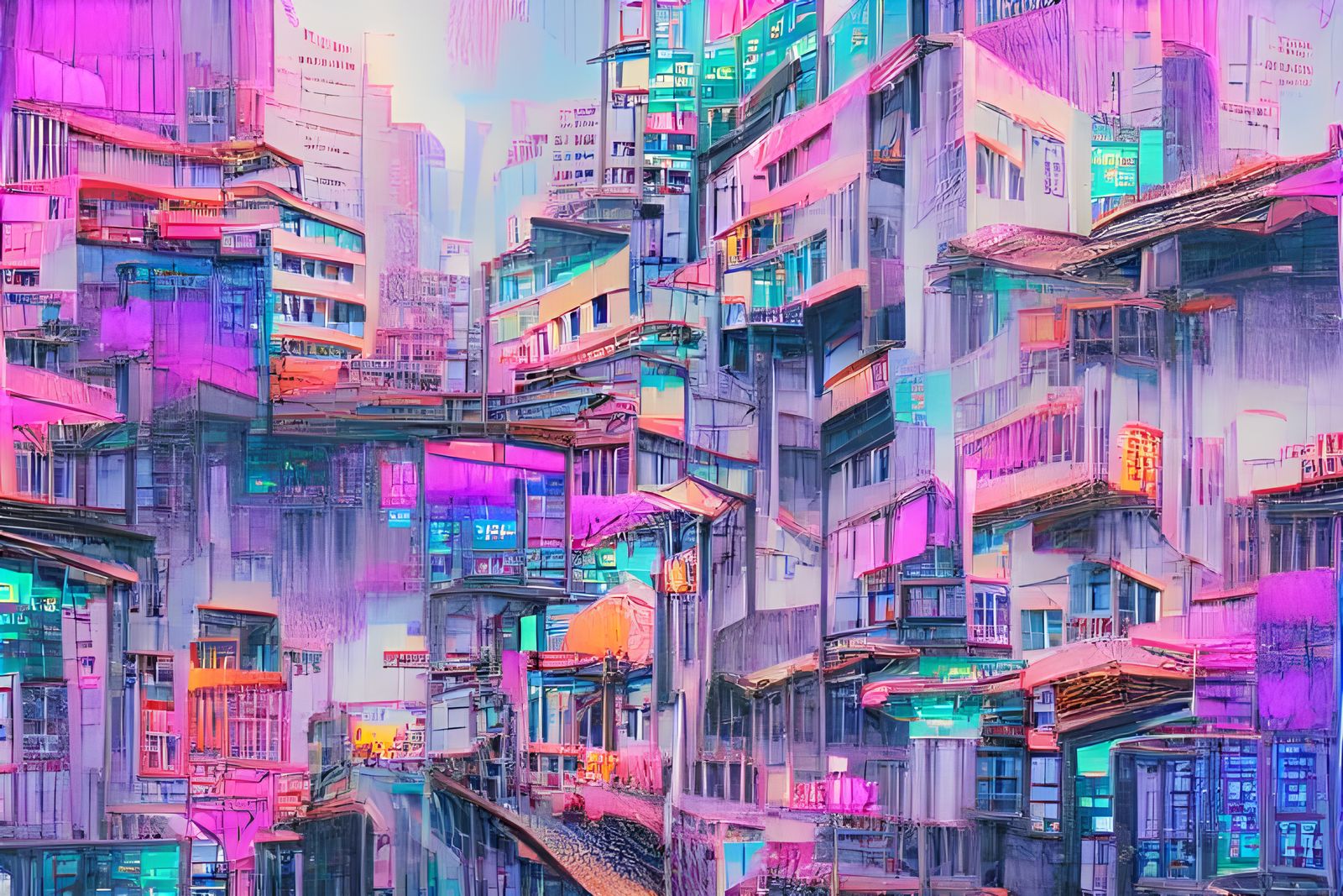 Vaporwave Dystopian Slums
